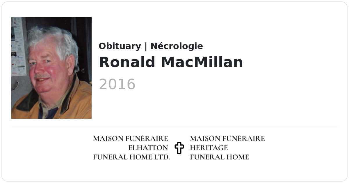 Ronald MacMillan | Obituaries | Elhatton's Funeral Home Ltd.